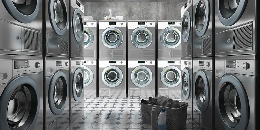 Commercial laundry with steel appliances