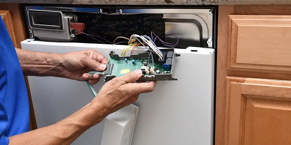 Checking a dishwasher circuit board