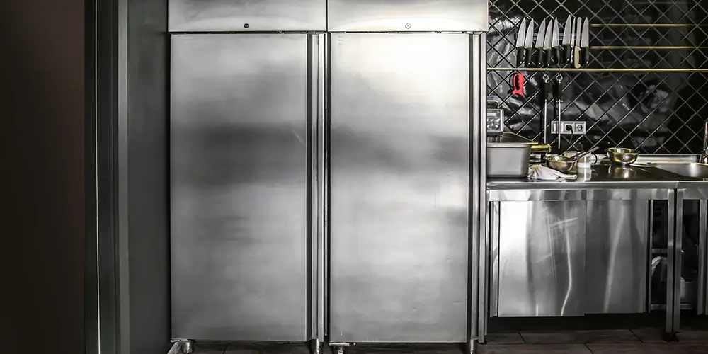 A commercial kitchen freezer